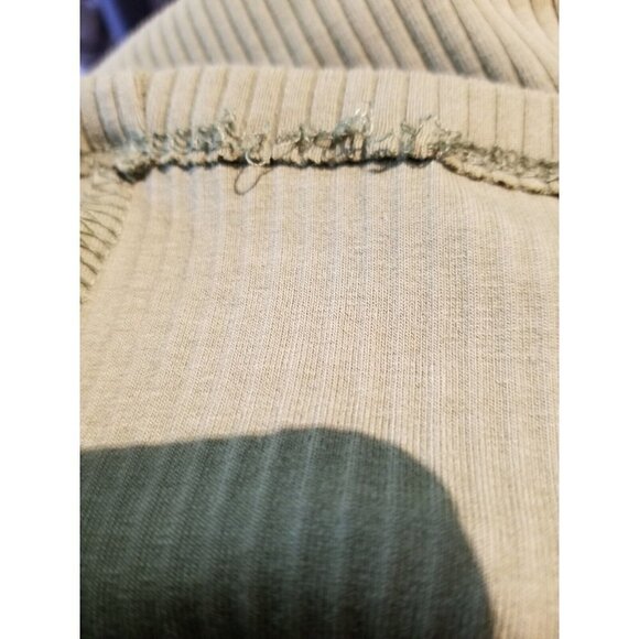 Madewell Women Square Neck Long Sleeve Ribbed Cropped Sleekhold Green Top Size S - Picture 9 of 10